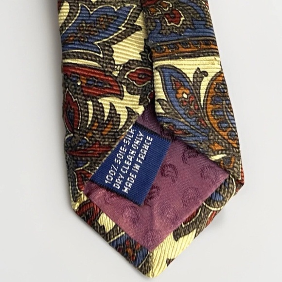 Vintage Jacques Fath Pure Silk Men Tie Made In France Floral Paisley Summer - Picture 3 of 5